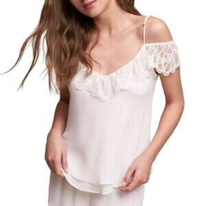Flora Nikrooz UO Cami Top XS Cream Lace Semi Sheer Coquette Feminine Fairy NEW
